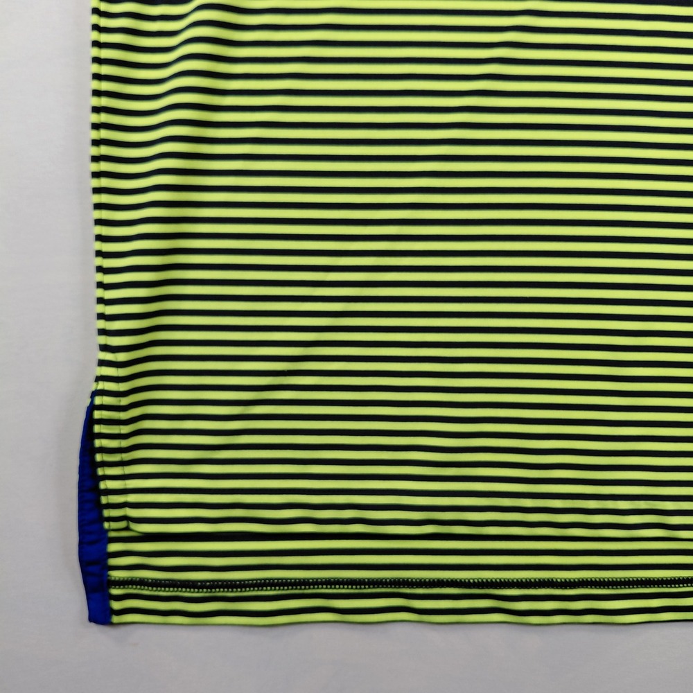 RLX Ralph Lauren Mens Large Neon Yellow Navy Striped Southern Hills Polo‎ Shirt - Picture 7 of 13